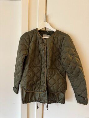 REI Co-Op Quilted Down Jacket Coat Wallace Lake Button Green Women’s small